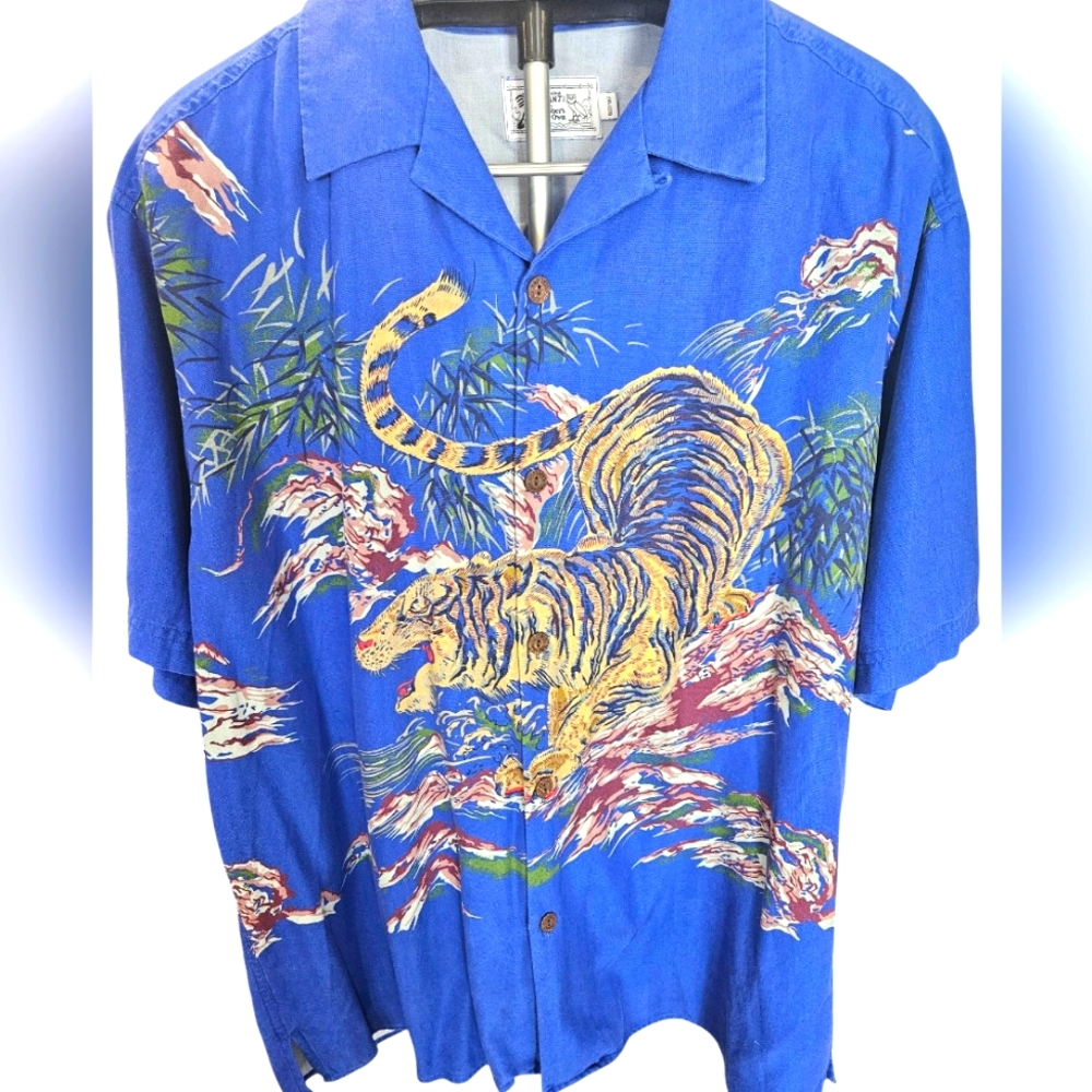 Avanti X Ovo Drake Blue Tiger Print Men's Shirt